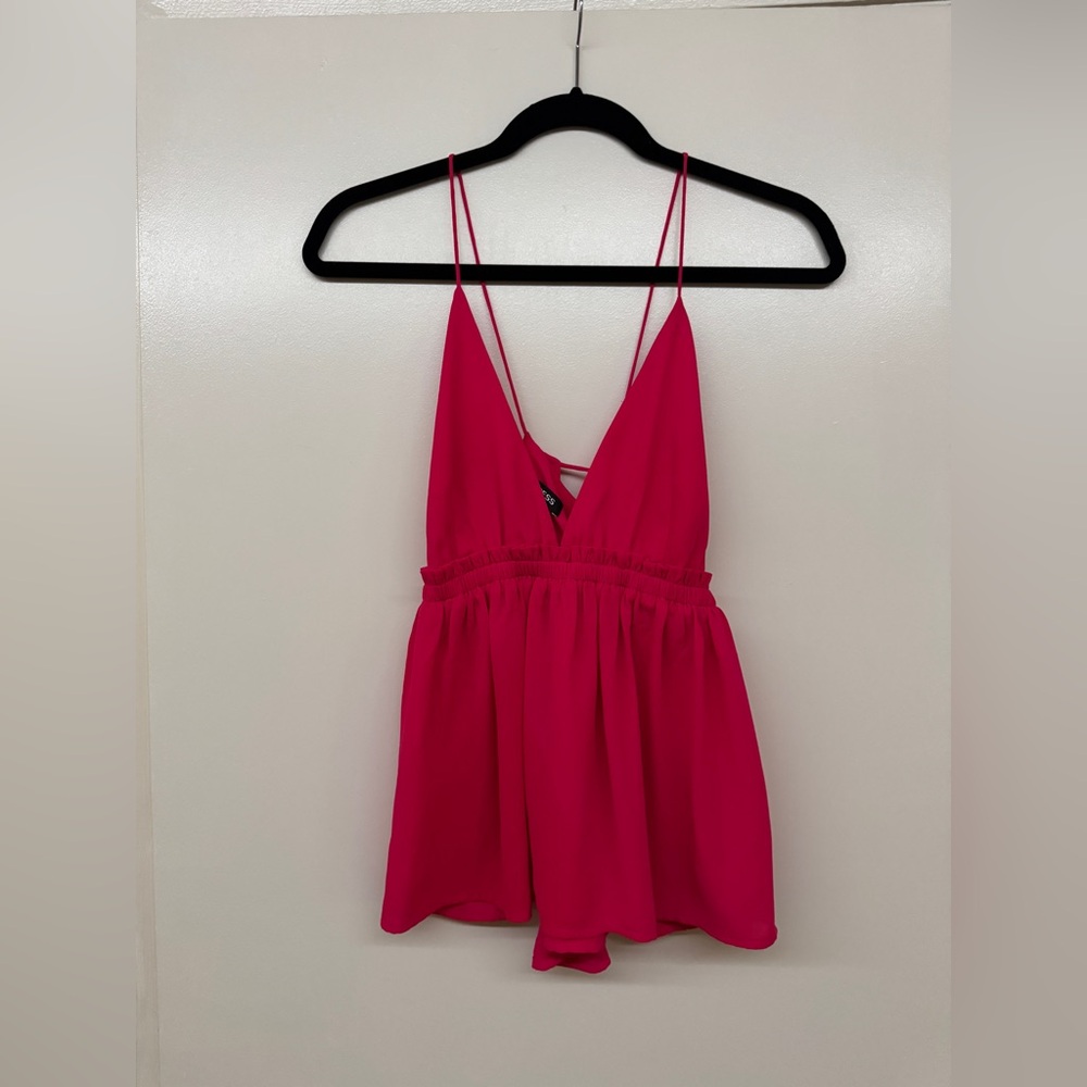 Express Hot Pink V-Neck Strappy Top with ties